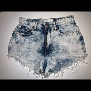 Garage acid wash distressed booty shorts